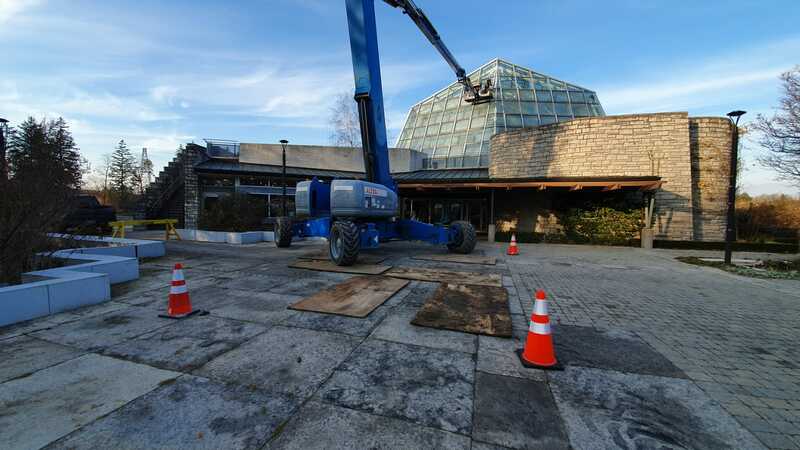 Using a 125-foot boom lift, we expertly completed caulking work at the Niagara Butterfly Conservatory, ensuring durability and precision in this iconic structure.